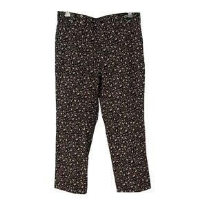 Rafaella Comfort Capri Pants Navy Leopard Animal Print Lace‎ Up Grommet Size 14